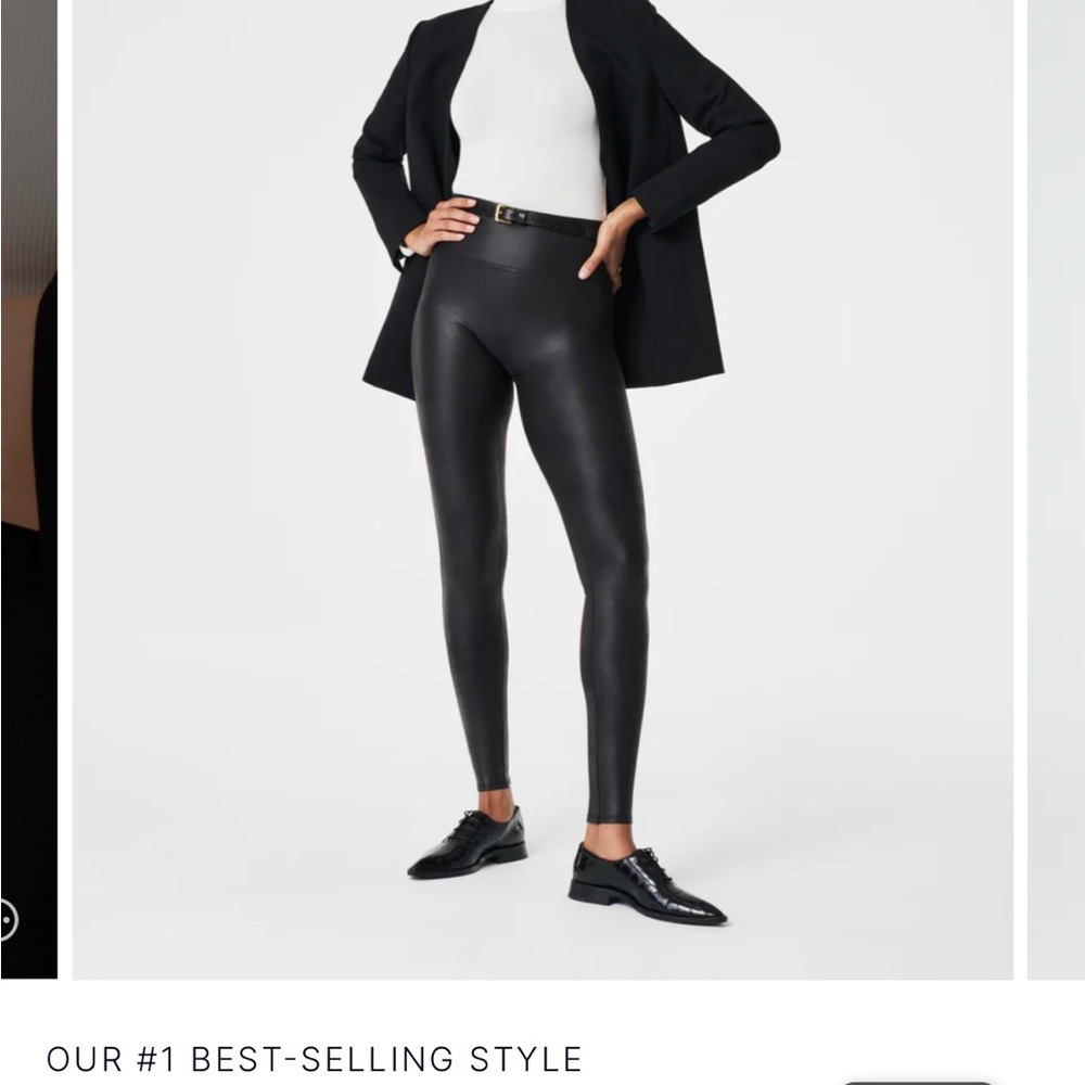 Spanx black faux leather leggings size xs